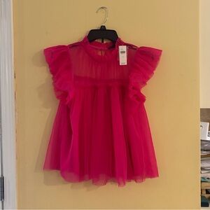 Anthropologie hot pink organza top